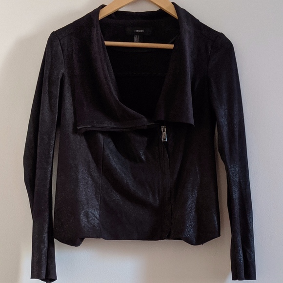 black vegan leather moto jacket Forever 21 M - Picture 1 of 4